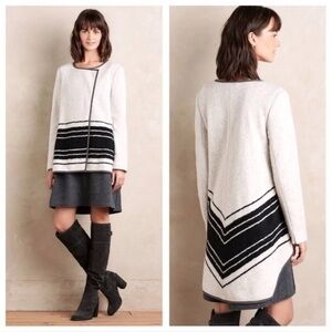 Anthropologie- Elevenses Gray and Black Wool Blend Coat